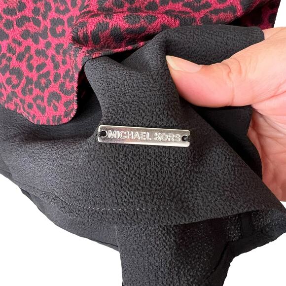 Michael Kors Women's Dark Ruby Burgundy Cheetah Print Split Back Blouse, Size M - Picture 3 of 7